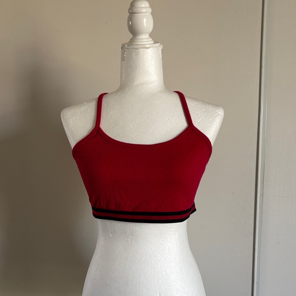 Bozzolo Red Ribbed Sports Bra